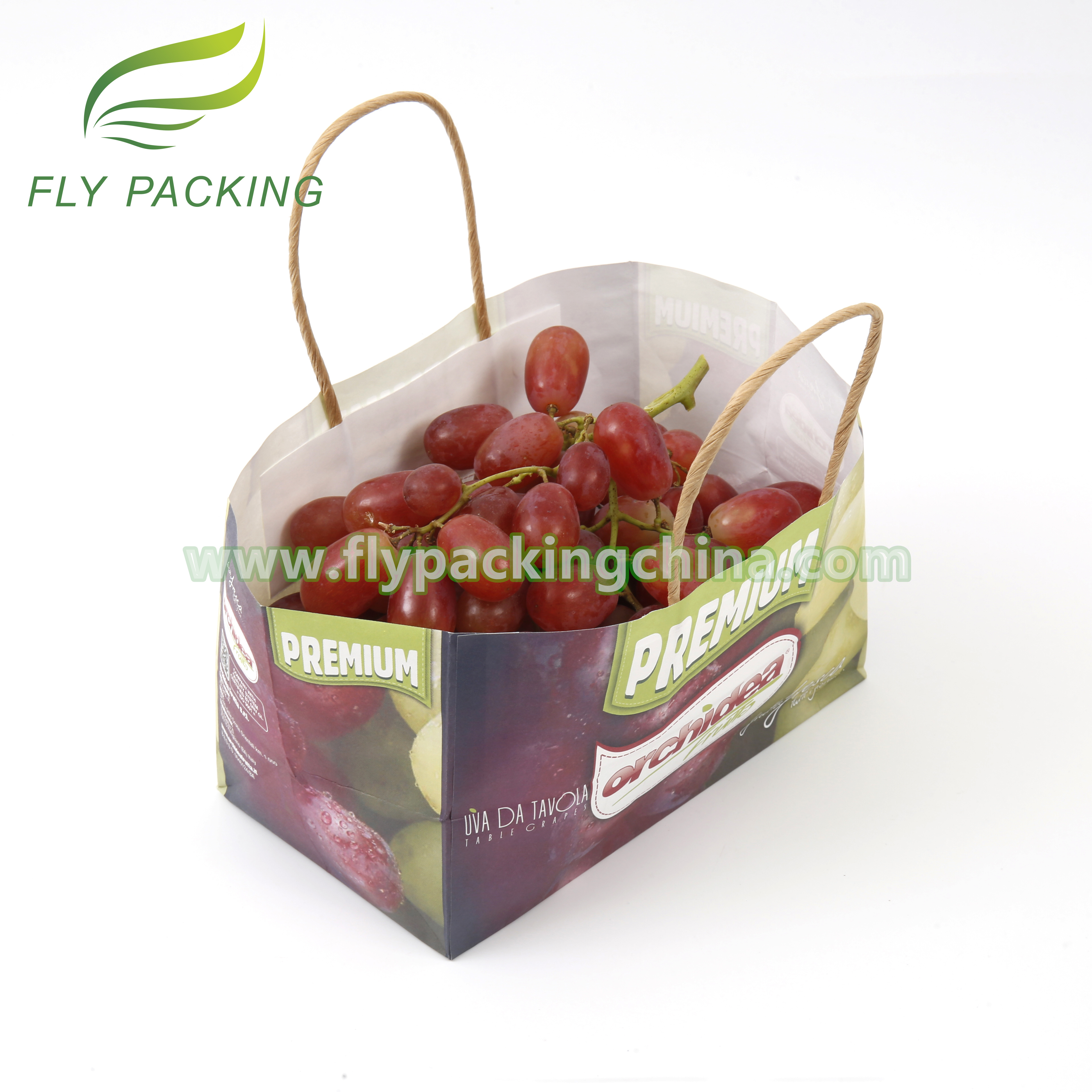 Packaging Bag Factory Wet Strength Kraft Grapes Fruit Paper Bags with Hole And Handle