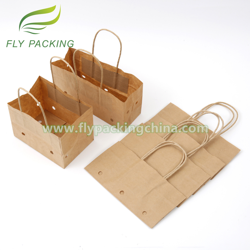 Customized Printed Brown Craft Kraft Recycled Paper Carrier Bags with Twisted Paper Handle